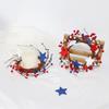 Patriotic Candle Ring Wreath Red White Blue Star Mixed Artificial Berry Candle Wreath Mini Pillar Candle Holder for 4th of July Tabletop Decor