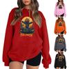 Women's Casual Round Neck Long Sleeved Pullover, Halloween Printed Top, Long Sleeved Hoodie