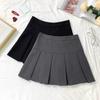 Spring 2024 Women's Gray High-Waist Pleated A-Line Skirt: Slimming, Short, Anti-Exposure Design, All-Match Style