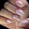 New Simple Pink Nail Art Style Flower Glitter Nail Type Nail Film Short Nails
