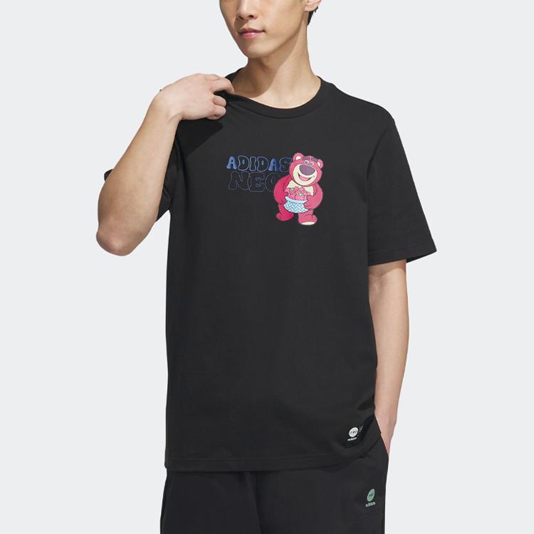 Adidas Neo X Lotso Tee Cartoon Letter Print Round Neck Short Sleeve T-Shirt Men Tops Black IP4026