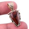 Natural Mahogany Obsidian Gemstone 925 Solid Silver Two Tone Pendant 1.25'' L0s09