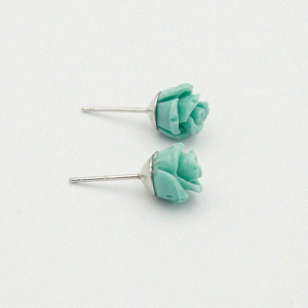 Jlauren Turquoise Rose Flower Stud Earrings M04032
