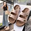 One-word Drag Summer Half-drag Outer Wear Holiday New Beach Cool Slippers Women's Seaside Birkenz 2025 Fashion Thick Bottom