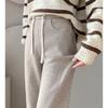 Women's Herringbone Fleece-Lined Wide-Leg Pants Spring Autumn and Winter New High Waist Narrow Sheep Wool Straight Pants Casual Pants