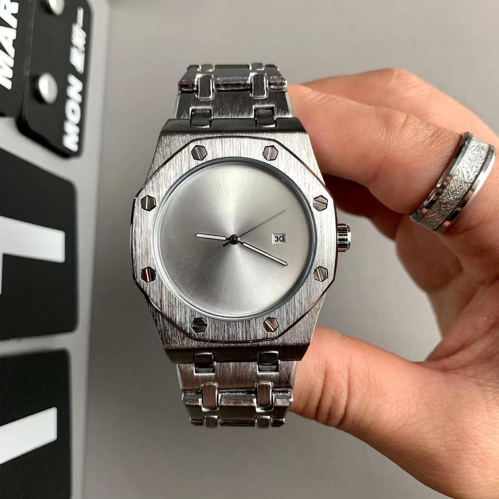 Minimalist Watch for Men Classic Luxury Reloj Sliver Black Stainless Steel Silicone Band Quartz Wristwatch Male Sports Man Clock