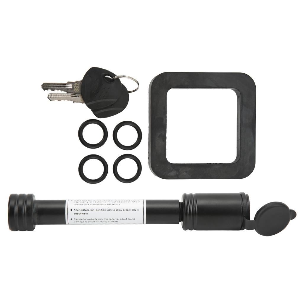 5 8in Trailer Hitch Receiver Pin Lock with 2in Silencer Pad Tubular Keys O Rings for Car Truck Hitch Ball Carrier
