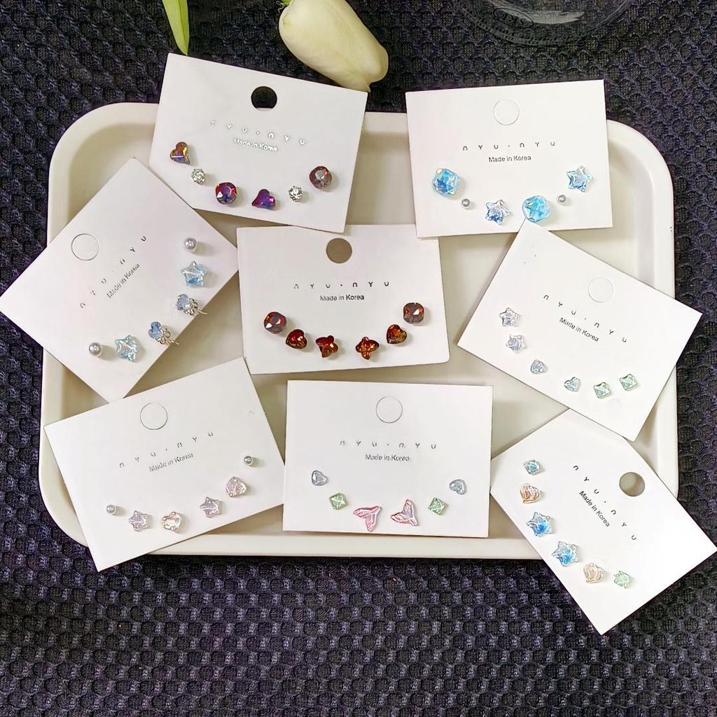 Trendy Mini Shiny Earrings Set for Women - Versatile, Clear Design