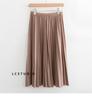 Qooth Elegant A Line Pleated Skirt Spring Summer Long Skirt Women Casual High Waisted Maxi Skirts JM0001