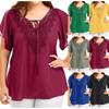 Women Fashion Plus Size Lace T-Shirt Blouse Short Sleeve Tops