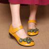 Fashion Nation Style Women's Ballet Shoes Ladies Shallow Mouth Moccasins Sandals Vintage Handmade Floral Casual Shoes Mom Flats