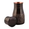 Copper Bedroom Jar with Inbuilt Glass | Rarity Carving Design | Handcrafted, Leakproof, Jointless | Ayurvedic Benefits, Antioxidant Properties