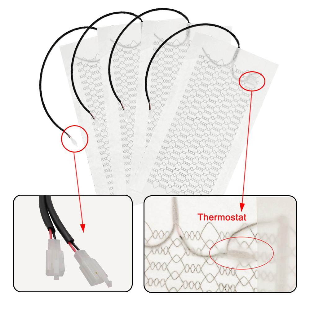 12V Universal Seat Heating Pad Carbon Fiber 4-Piece (two Seats) 6-Speed Dual Switch 52.5x28cm Winter Warm Heating Seat Pad