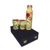 Copper Water Bottle 1 Ltr | Copper Water Bottle with Glass Set | Meena Work | 100% Pure | Leak-Proof | 2 Water Glass 300ml Each |