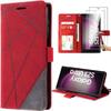Protective Case - BOOLING - for Samsung Galaxy S23 Ultra - Red PU Leather - Shockproof - Card Holder and Stand