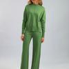Knitted Sweater Two Piece Suit Women Autumn and Winter Loose Casual Wide Leg Pants Suit