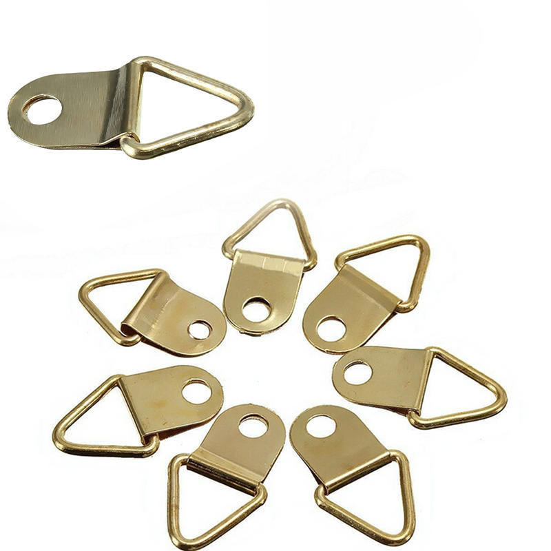 20Pc / Packaged Gold Brass Triangle Photo Frame Wall Hook Rings