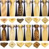 Mens Golden Silk Tie Business Wedding Necktie Hanky Cufflinks