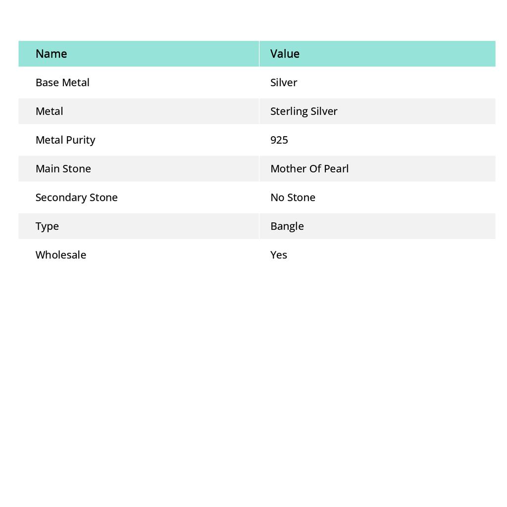 Natural Mother Of Pearl Gemstone 925 Sterling Silver Cuff Bangle Adjustable D6n33