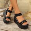 Fashion Women's Elastic Band Chunky Platform Sandals Fashion Black Wedge Heel Sandals for Women Summer Thick Bottom Non Slip Beach Shoes