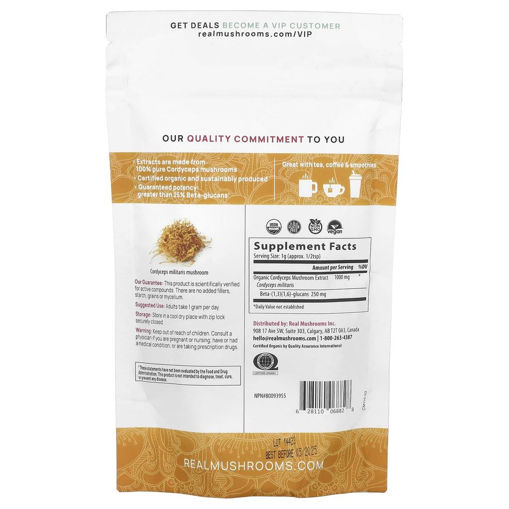 Real Mushrooms Cordyceps-M, Organic Mushroom Extract Powder, 5.29 Oz (150 G)