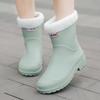 Fashion Rain Shoes Women's Medium Tube Rain Boots Thick-soled Non-slip Outer Wear Rubber Shoes Waterproof Hemming Water Shoes Women