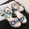 Sandals for Women Wedges Heel Bow Super-high Print Woman Shoes Korea On Offer Sandal Sales 2025 Luxury The Best Wholesale Shoe