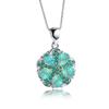 European and American Fashion Green Diamond Five Petal Flower Green Necklace for Women Retro Korean Style Micro Inlaid with Zircon