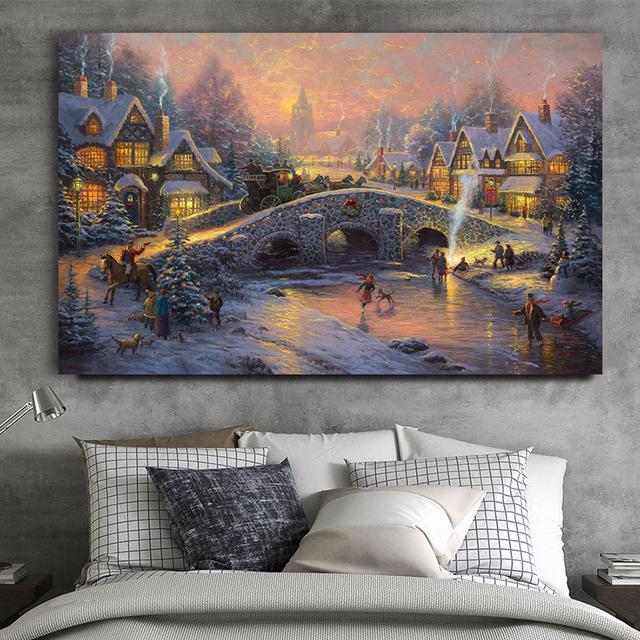 Landscape Canvas Painting Snow Scene Prints Winter Christmas Posters and Prints for Living Room Decoration Home Decor Cuadros