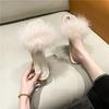 Furry Flat Indoor Fluffy Sandals Beige Woman Slippers Black Fuzzy Summer Slides Shoes for Women 2025 B Casual Vip 39 Sale Y