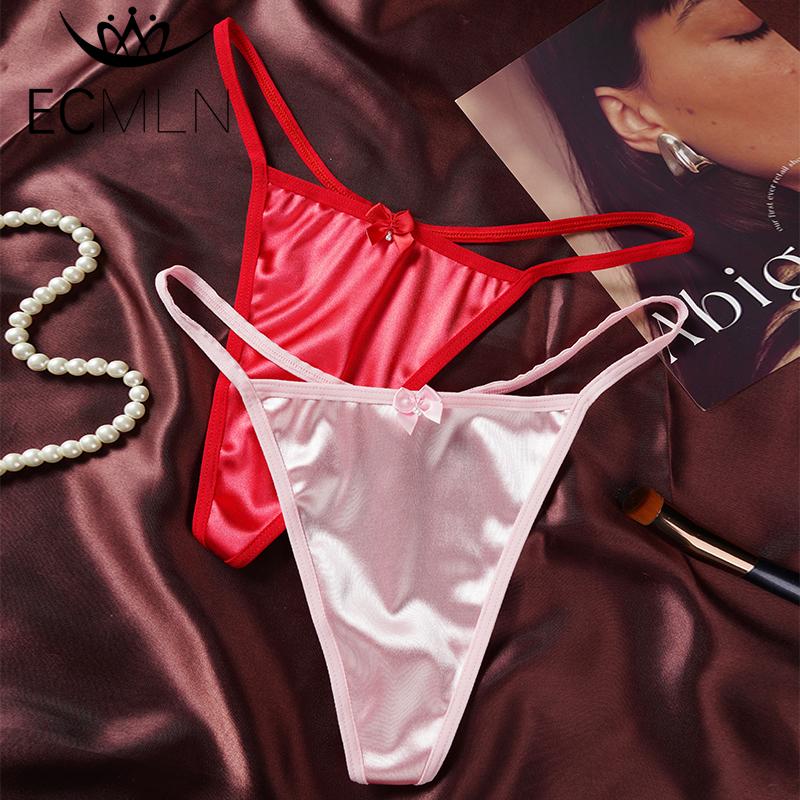 Женские сексуальные трусики-стринги, атласные трусики с Т-образной спинкой, бесшовные трусики-стринги с низкой талией, бикини-трусы