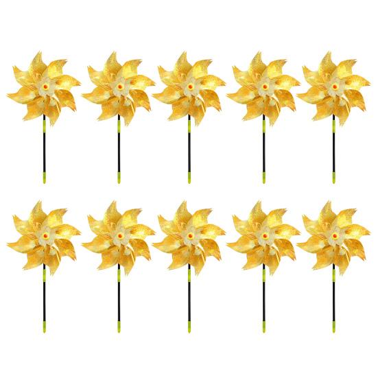 10 Pcs Garden Pinwheel Bird Deterrent 20.5" Tall Outside Reflective Wind Spinner Yard