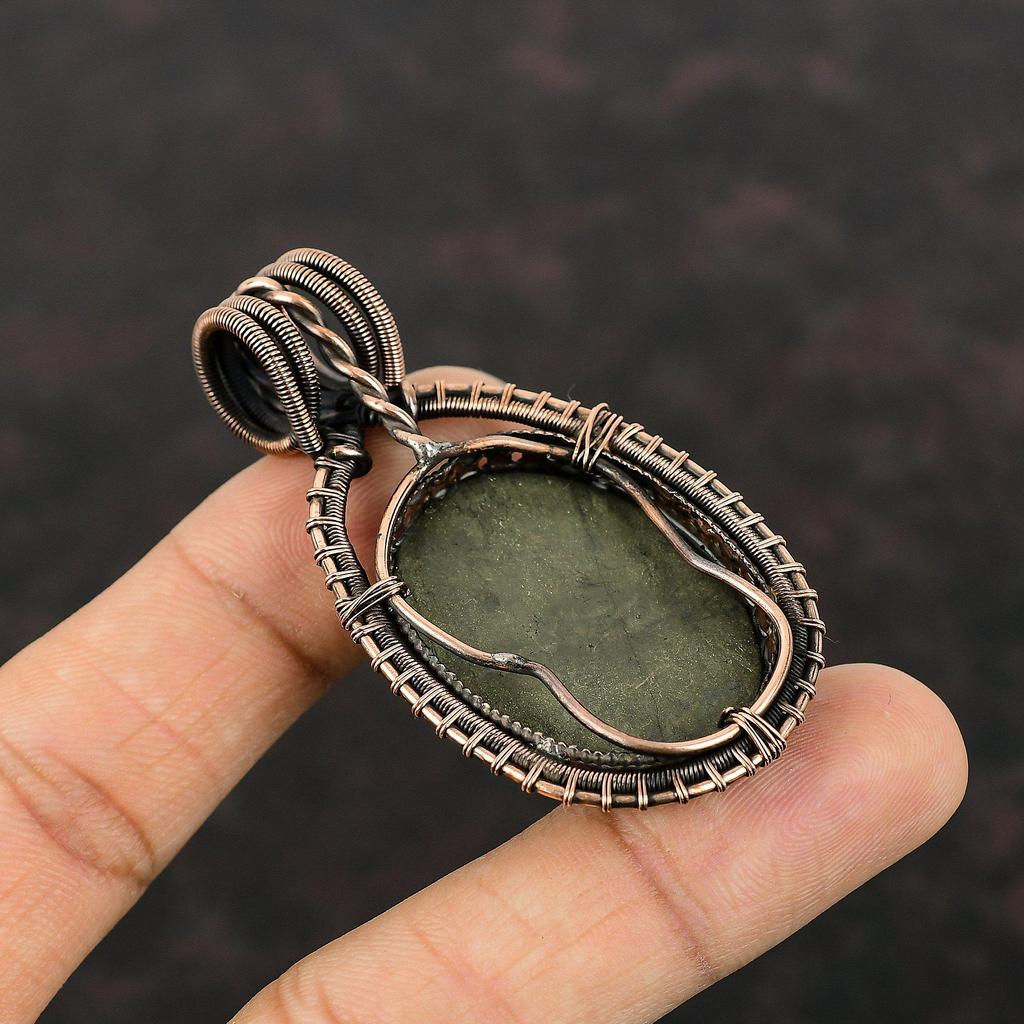 Apache Pyrite Pendant Copper Wire Wrapped Pendant Handmade Wire Wrap Jewelry Genuine Gemstone Pendant Beautiful Copper Jewelry Gift For Her