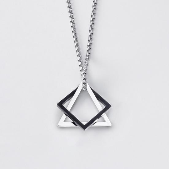 Men Necklace Triangle Square Pendant Necklace Dating Work Party Versatile Style Necklace Clothing