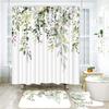 Plant Leaves Shower Curtain Sets Waterproof Floral Shower Curtain Leaves Fabric Cloth Bathroom Curtains With Hooks