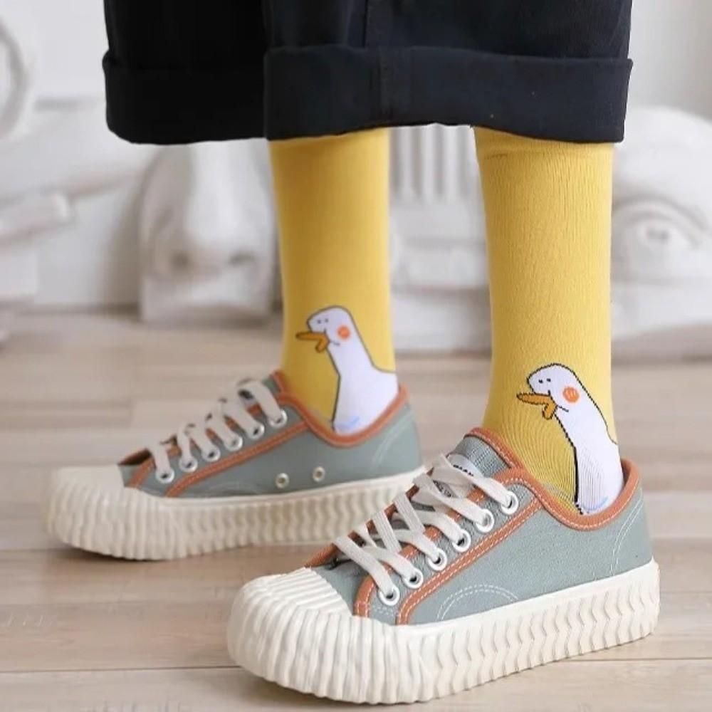 Soft Goose Duck Printed Socks Breathable Mid Tube Sock Funny Warm Socks Women Men Universal