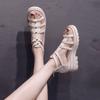 Women's Shoes 2025 Summer New Roman Sandals Women's Flat Thick Heel Fairy Wind Hollow Platform College Wind Open-toed Shoes