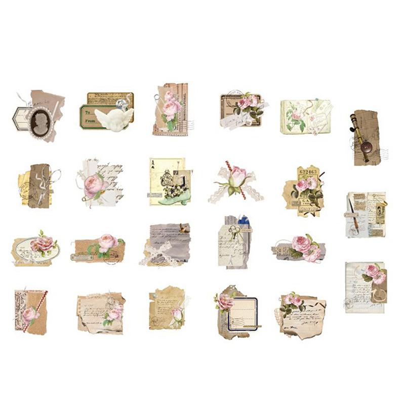 46 Pcs/Box Vintage Botanical Stickers Aesthetic Flowers Hand Account Diy