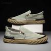 Canvas Loafers for Men Green Ice Silk Casual Shoes High Quality Walking Footwear Breathable Linen Surface Flats Sneakers Male