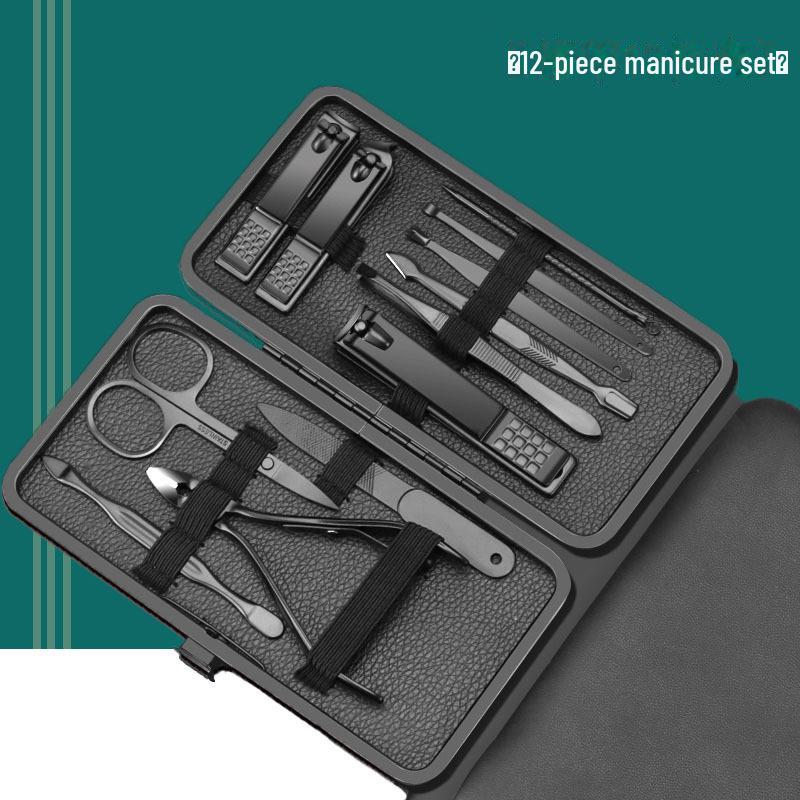 18-Piece Portable Black Stainless Steel Nail Clipper Set