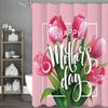 Happy Mother's Day Tulip Shower Curtain, Bathroom Decorative Shower Curtain, Waterproof Shower Curtain with Hooks