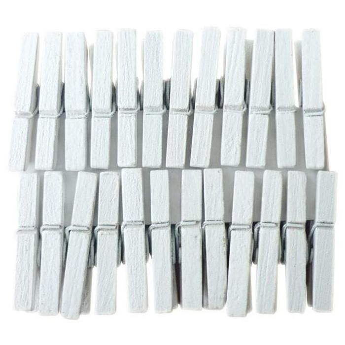 24 Mini White Clothespins