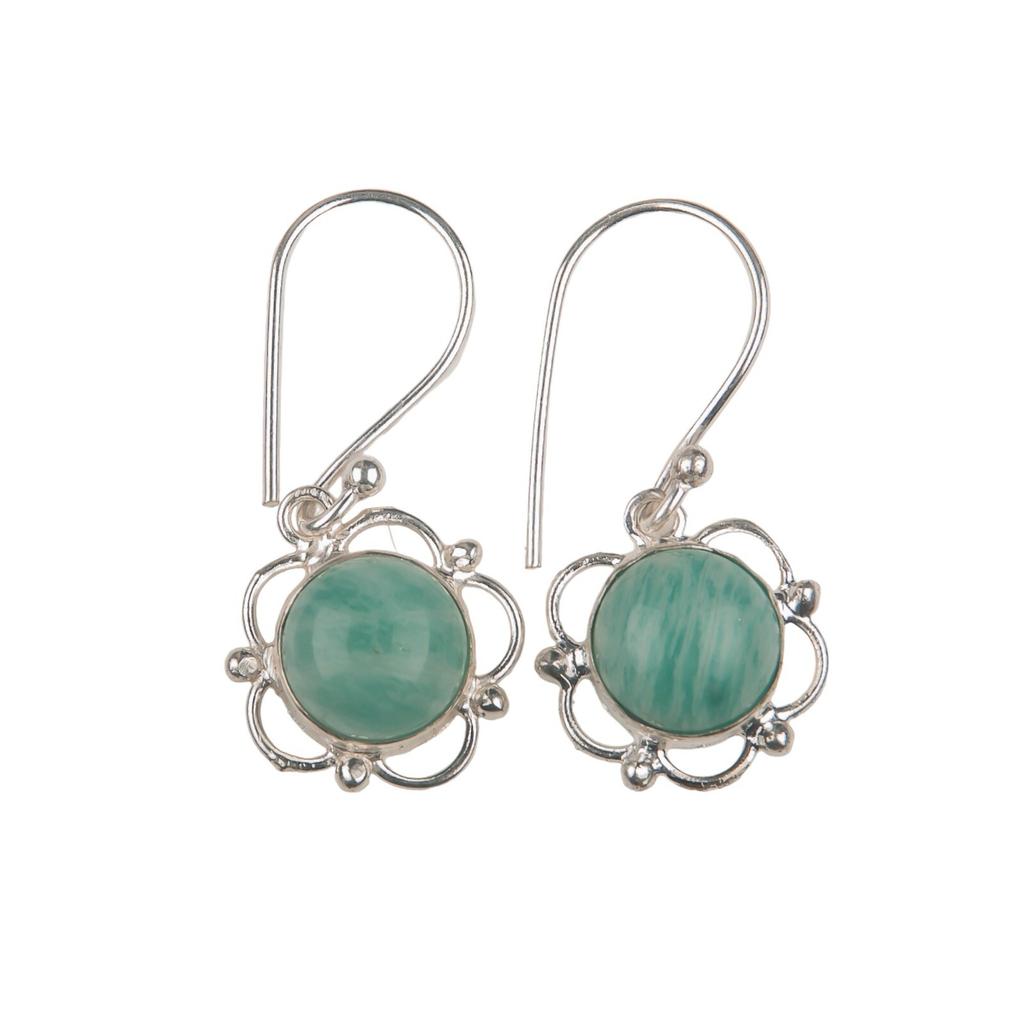 Natural Amazonite Gemstone 925 Sterling Silver Jewelry Handcrafted Earrings1.40" EE-56-21