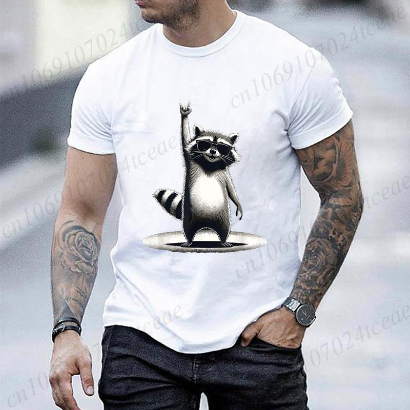 Funny Raccoon Rock Music Men Women T Shirt Funny 3d Print Summer Tops O-neck Short-Sleeve Top Tees