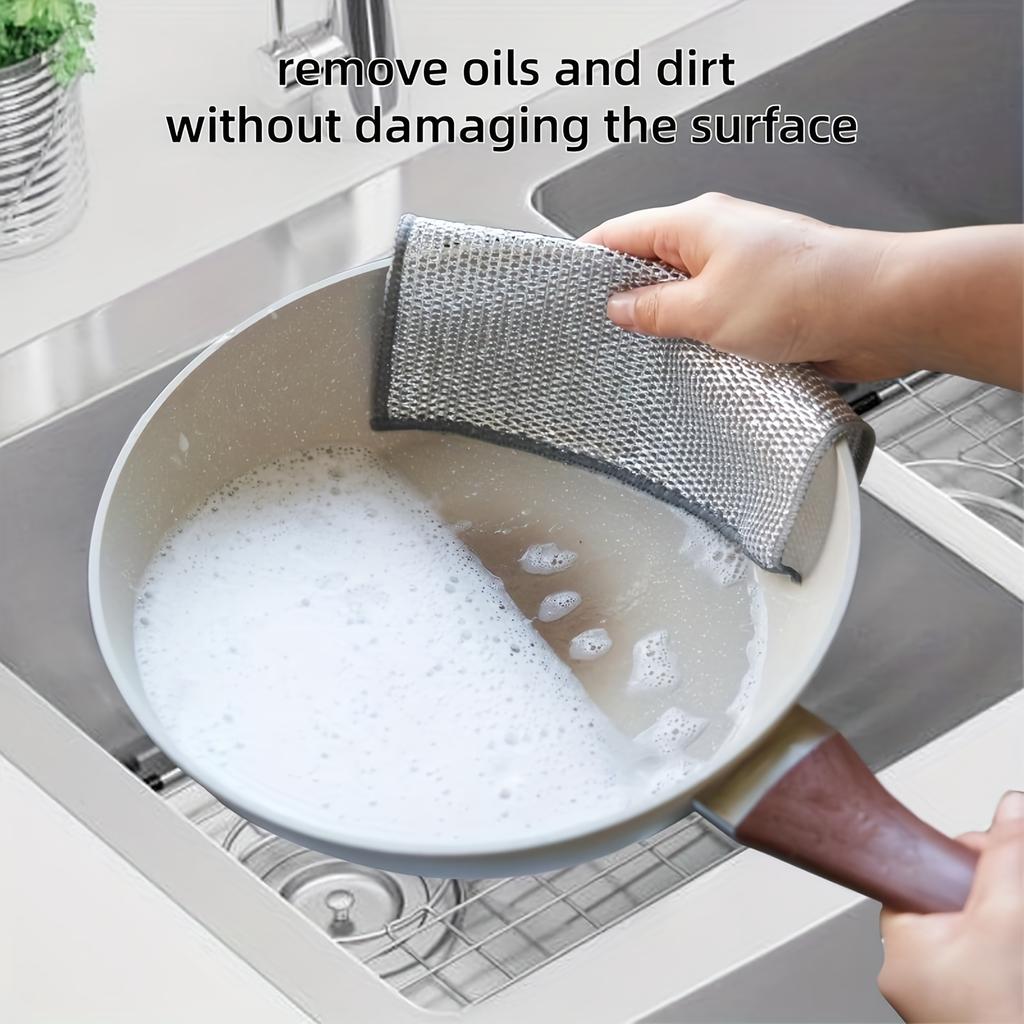 8pcs, Wire Dishwashing Cloth,Grid Non-stick Oil Oil-free Kitchen Cleaning Cloth, Kitchen Stove Range Hood Pot Dish Sink Cleaning Cloth