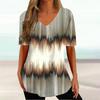 Summer V-neck 3D Gradient Printed Top Fashionable Casual Short Sleeved Women's T-shirts