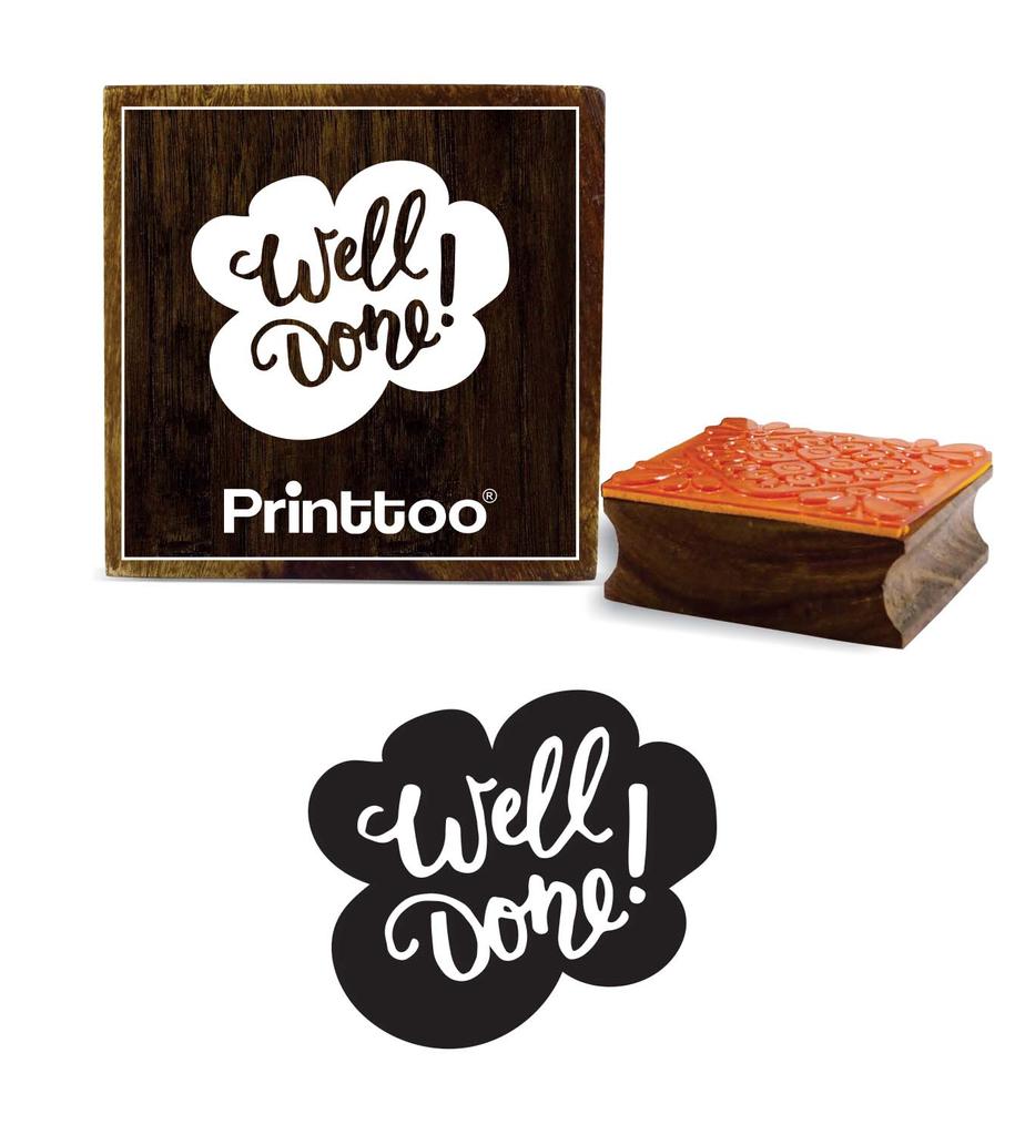 Printtoo Well Done Word Design Scrap-booking Square Wooden Rubber Stamp Diary Card-2 X 2