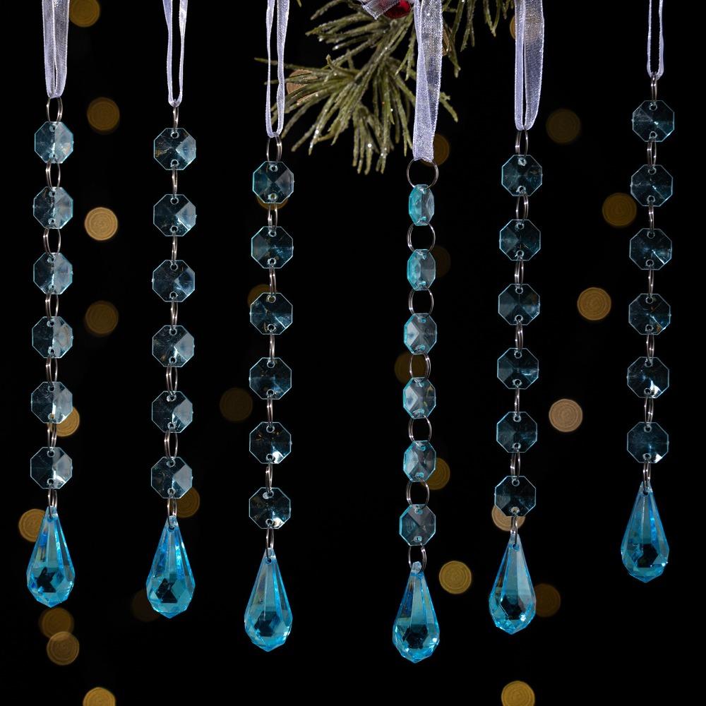 6pcs/set Transparent Acrylic Ice Pendants Sparkling Christmas Tree Hanging Festival Favors