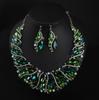 Crystal Glass Necklace Earring Set Bride Banquet Jewelry Female Accessories