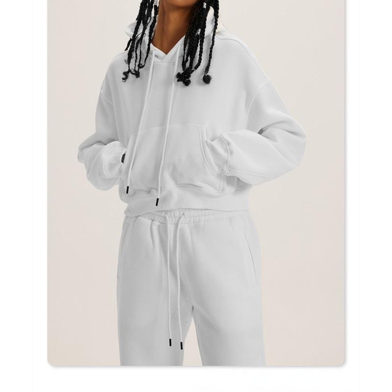 Autumn and Winter Women's Sweatshirt Long Pants Set Casual Fashion Solid Color Pullover Drawstring Sweatshirt Hooded Set